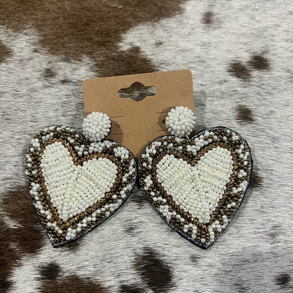 New Heart Shaped Beaded Earrings
